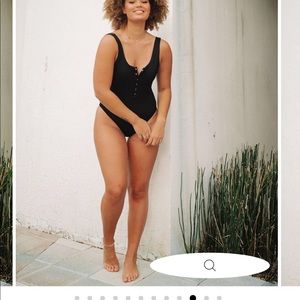 Vici Playa Black Ribbed One Piece Swim